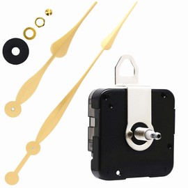 TIKROUND Youngtown 12888 High Torque Long Shaft Clock Movement Mechanism with 12 Inch Long Spade Hands (Gold 1 Set)