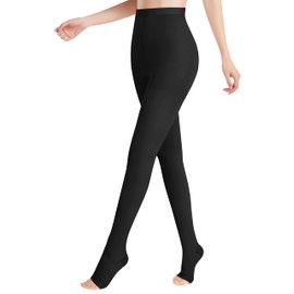 DCCDU Medias de compresión médicas para mujer, soporte de 20 a 30 mmHg, tratamiento de hinchazón, venas varicosas, cintura alta compresión, Puntera abierta, color negro., 4X-Large (Pack of 1)