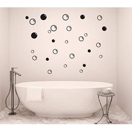 90 Large Soap Bubbles Wall Decals, Bathroom Decals, Wall Art, Vinyl Stivkers for Bathroom, Bedroom, Nursery Decor(A35) (Black)