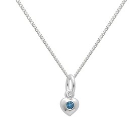 Sterling Silver & Aquamarine CZ Crystal March Birthstone Hea