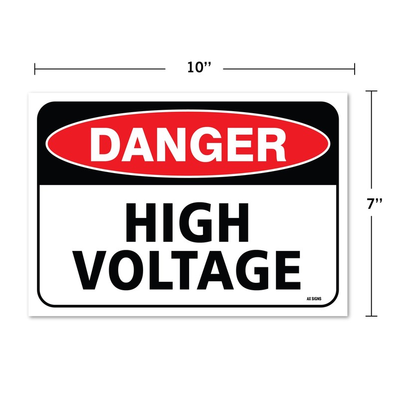 Danger High Voltage Sign, 10 x 7 Inch Vinyl Sticker