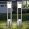 Solar Bollard Lights Outdoor Stainless Steel Pathlight Security Light Motion-Sensor