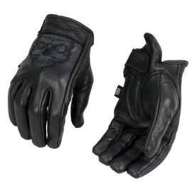 Milwaukee Leather Men's Black Leather ‘Reflective Skull’ Motorcycle Hand Gloves W/Gel Padded Palm MG7570 - X-Large