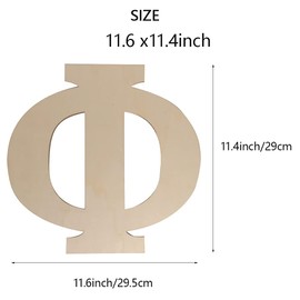 Focal20 Wooden Greek Letters, Unfinished 11 Inch Alphabet for DIY Crafts, Wood Letters Wooden Alphabets Letter Craft Pieces for DIY Display Decor (Φ) 12 Inch