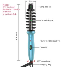 PHOEBE Mini Curling Iron PHOEBE 3/4 Inch Dual Voltage Ceramic Tourmaline Ionic Hot Curler Brush with Traveling Bag for Europe, Professional, Travel for Short Hair