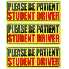 3Pcs Student New Driver Magnet Sticker Signs for Car, Bright & Reflective Novice Driver Sticker,Remind Others to Please Be Patient,New Driver Decals for Car Removable Exterior Accessories
