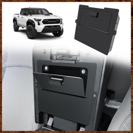 Muslogy Center Console Hidden Organizer Compatible with 2024 2025 2026 Toyota Tacoma Accessories Magnet Armrest Hidden Storage Box Middle Console Insert Secret Organizer Compartment ABS Material