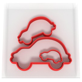 JUST CUTTERS Car Shape Cutters | Set of 3 Plastic Cutter for Baking, Fondant, Clay, Pastry, Icing, Jewellery (3/5/8CM)