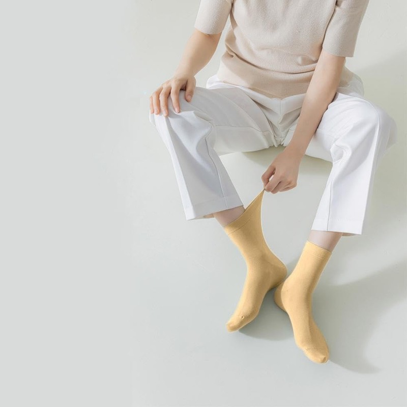 YNOBUN Women's Socks, Autumn, Winter, Antiperspiration, Deodorizing, Medium Folding Socks,