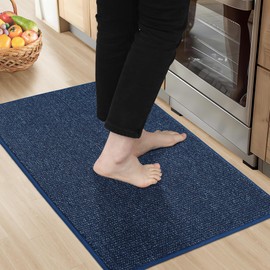 BEQHAUSE Kitchen Rugs 20"x32", Non-Slip Kitchen Mats for Floor, Super Absorbent and Stain Resistant Kitchen Rugs, Machine Washable Rugs for Kitchen, Hallway, Laundry & Sink, Blue
