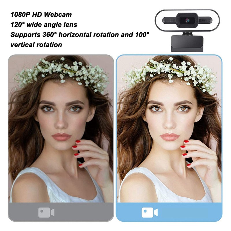 1080p HD -Webcam mit Mikrofon 120 ° Weitwinkelobjektiv 360 °