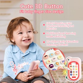 Richgv Toys for Babies 6-12 Months Girls, Dinosaur Baby Phone Toy Baby Girl Gifts with 80+ Sound Effects Color Changing Light 1 Year Old Girl Birthday Gift Stocking Stuffers 6 Months +