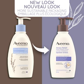 Aveeno Stress Relief Moisturising Non-Greasy Lavender Scented Body Lotion 24-Hour Hydration Normal Dry Sensitive Skin 354mL