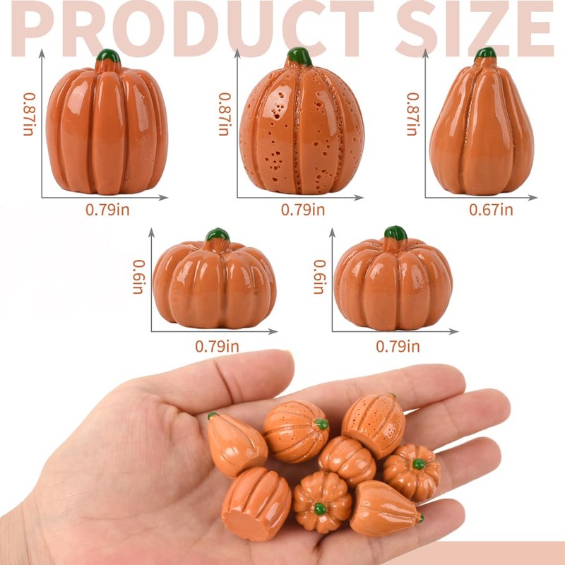 HAIOPS Mini Pumpkins, 50pcs Small Resin Pumpkins Fall Decoration for