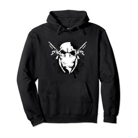 Skull Bandit with Face Mask and Weapons Pullover Hoodie