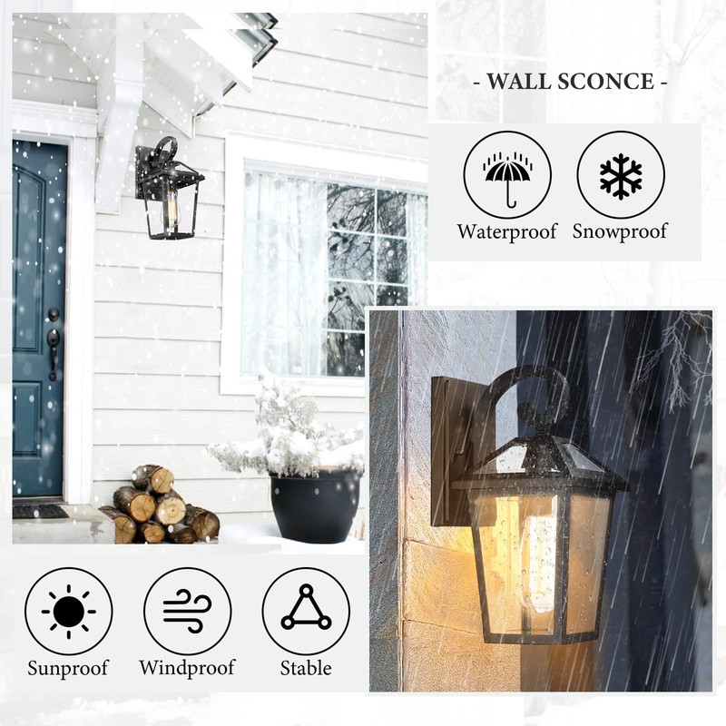 Luminzone Outdoor Light Fixtures Wall Mount, Waterproof Exterior Wall Lanterns
