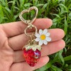 BIIQAKOO Cute Cherry Keychain Rhinestone Bag Charm Strawberry Keychain for