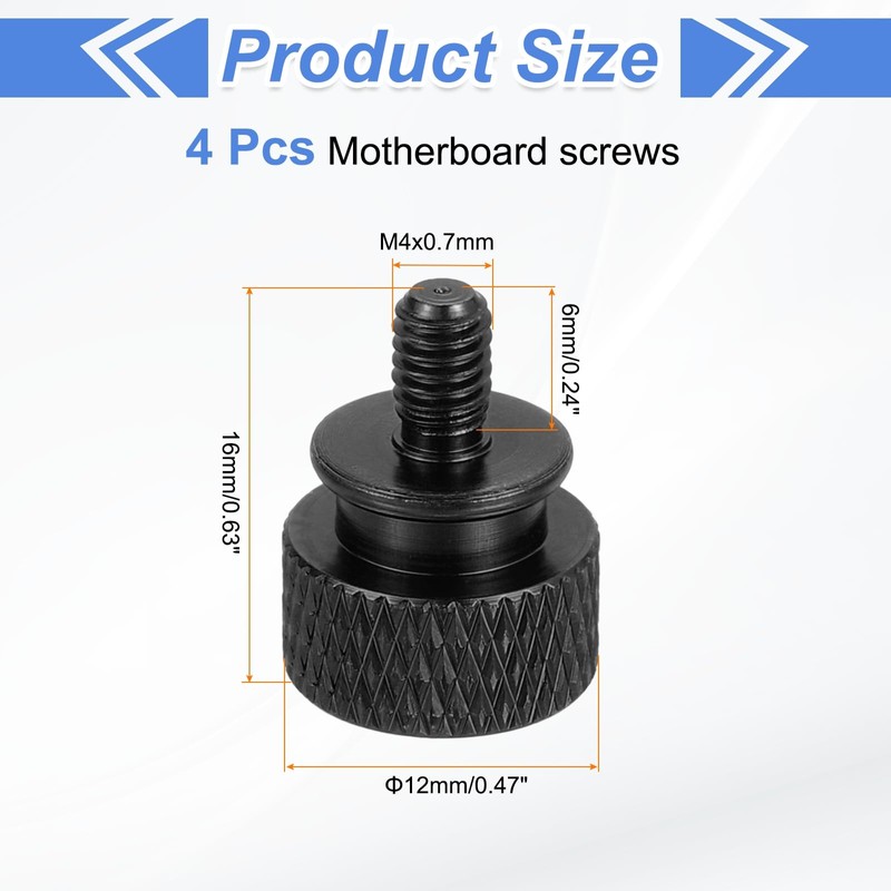 sourcing map 4Pcs M4x0.7mm Aluminum Thumb Screws, 12x16mm(ODxH) Computer Case
