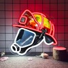 Mutank Firefighting Helmet Neon Sign, Hero Decor Neon Light USB