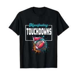 Manifesting Touchdowns Sports Football Flag Artwork T-Shirt