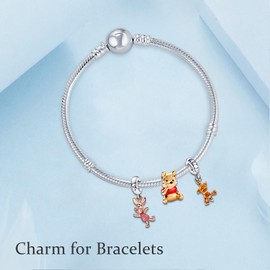 MGIUL Tiger Bear Piglet Charm Anhänger 925 Sterling Silber Bead Charms für Europäischen Armband und Halskette 5A Zirkonia Armband Charm Geburtstag Schmuck Geschenk für Damen Frauen