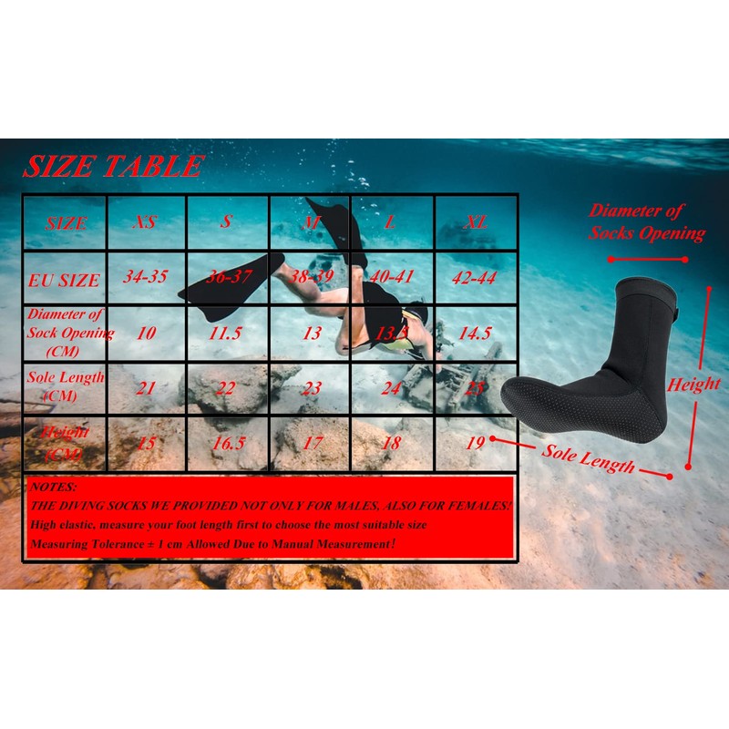 YDQUANI 3 mm Neoprene Wetsuit Socks Thermal Non-Slip Diving Socks