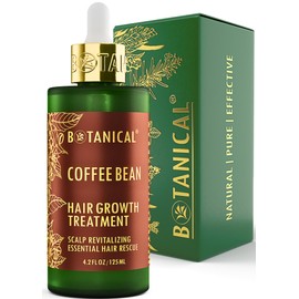 Botanical Hair Growth Treatment Coffee Bean Caffeine Hair Oil For Hair Thinning Prevention Pre-Shampoo Scalp Stimulating Detox Head Spa Natural Anti-Hair Loss Thickening Products With Biotin 4.2 Fl Oz