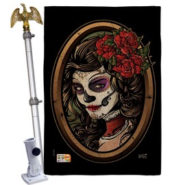 Angeleno Heritage La Calavera Catrina House Flag Eagle Set Fall Day of Dead Dia De Los Muertos Fiesta Mexican Party Autumntime Decoration Banner Small Garden Yard Gift Double-Sided, Made in USA