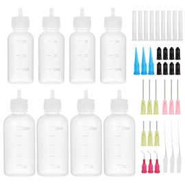 38 Pcs Needle Bottle Applicator 30/50ml Precision tip Aapplicator Bottle with 6 Types of Needle Tips Squeeze Applicator Bottle for Glue Pigment Acrylic Lubricant