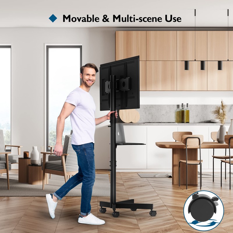 BONTEC Mobile TV Stand for 23-60 Inch TVs, Rolling TV