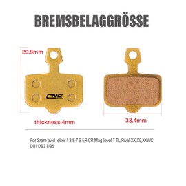 CNCLOL Brake Pads for Avid Elixir E1 E3 E5 E7 E9 CR XO XX DB1 DB3 DB5, Bicycle Brake Pads for Sram Level T TL TLM Disc Brake Pads. Semi Metallic. 2 Pairs