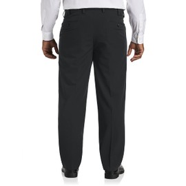 Oak Hill by DXL Men's Big and Tall Easy Stretch Pleated Dress Pants Black 62 x 32