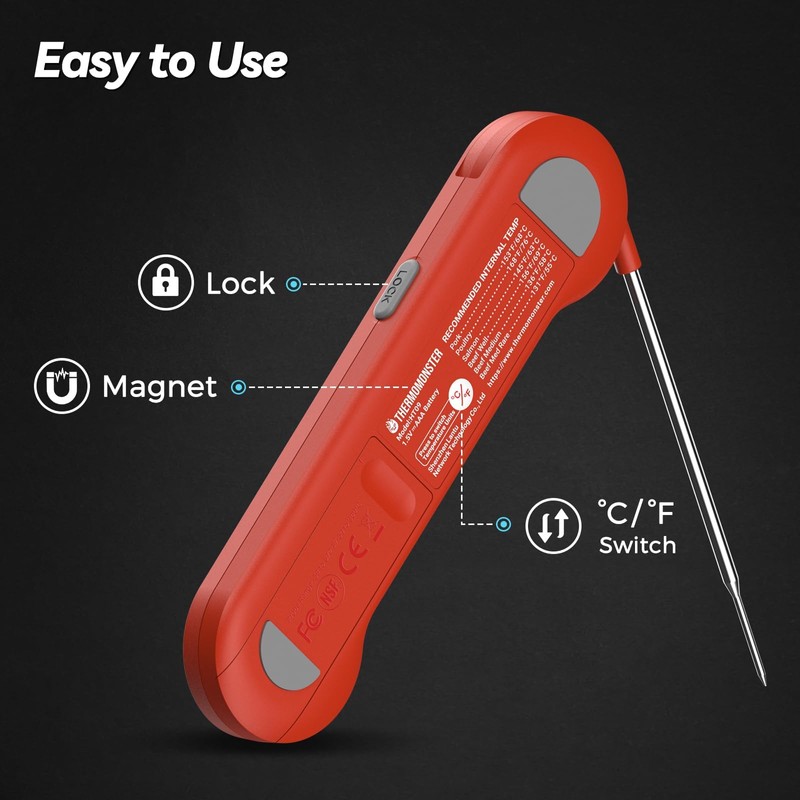 0.5 Sec Instant Read Meat Thermometer Digital with ±0.5℉ Precision,
