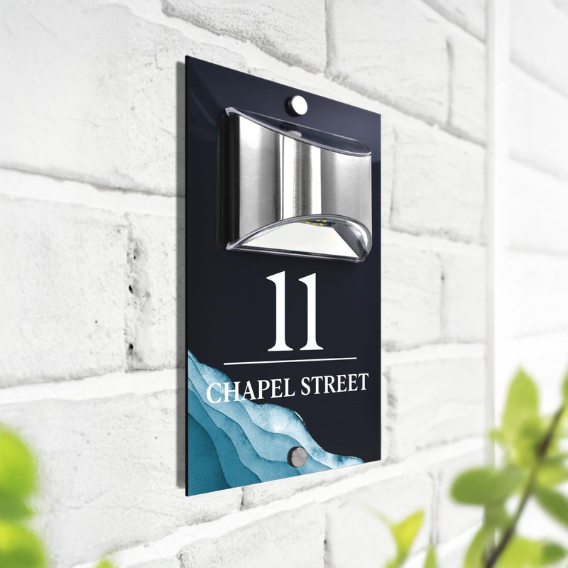 Custom Signs Solar Illuminated Modern Anthracite House Number Sign 24cm