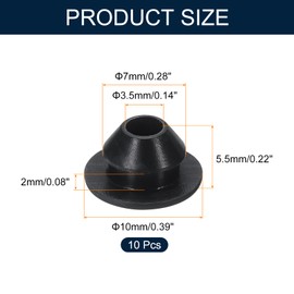 uxcell 10pcs Hole Plug 1/4 Inch (7mm) Button Plugs Fit for 6mm Hole, Snap in Locking Hole Tube Plug Silicone Tube Waterproof Plug Tube Plug, Black