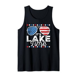 It's Lake Time Patriotic American USA Flag 4th Of July Tank Top