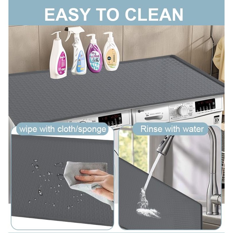 Silicone Washing Machine Drain Pan, 54"x27.5" 0.79" Raised Edge Mat,
