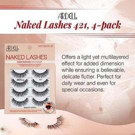 Ardell Naked Strip Lashes 421 – Natural-Looking, Long-Lasting False Eyelashes with Invisiband for Seamless Blend, 4 Pairs, 1-Pack
