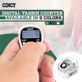 CINCY Clicker Counter – Multi Color LED for Day & Night Use, Instant Reset, Accurate & Quiet, Comfortable Grip, Long Battery Life – for Laps, People, Fishing, Gym, Knitting & More – White