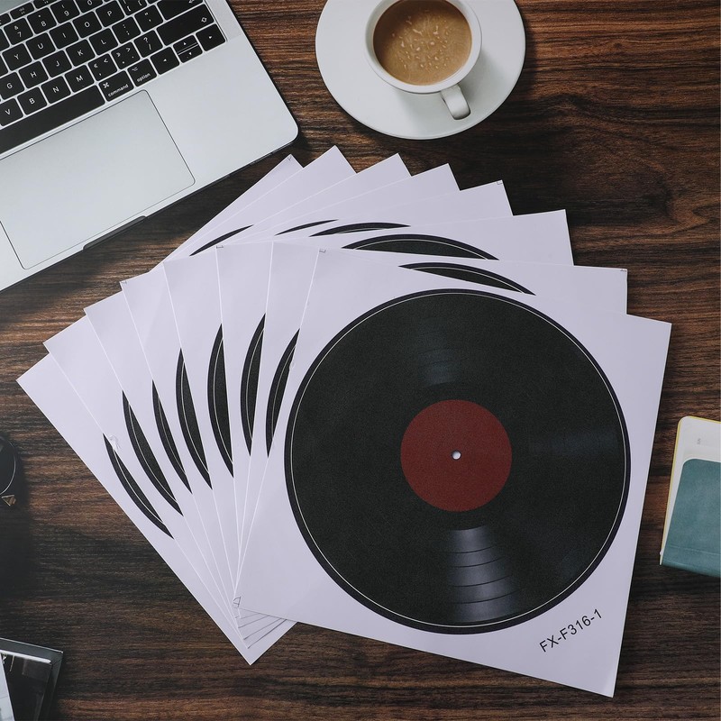 LIFKOME 8pcs Blank Vinyl Records Retro Record Wall Stickers Retro