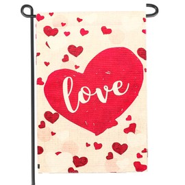 Valentine's Day Heart Love Garden Flag 12x18 Inch Double Sided Anniversary Wedding Yard Outdoor Flag(D)