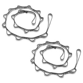 DASKING 2 Pack Daisy Chain, 180cm Yoga Hammock Extension Strap, 23KN Strong Climbing Sling, Multi Loops Adjustable Nylon Yoga Exercise Band for Stretching, Pilates, Fitness Workout - Grey