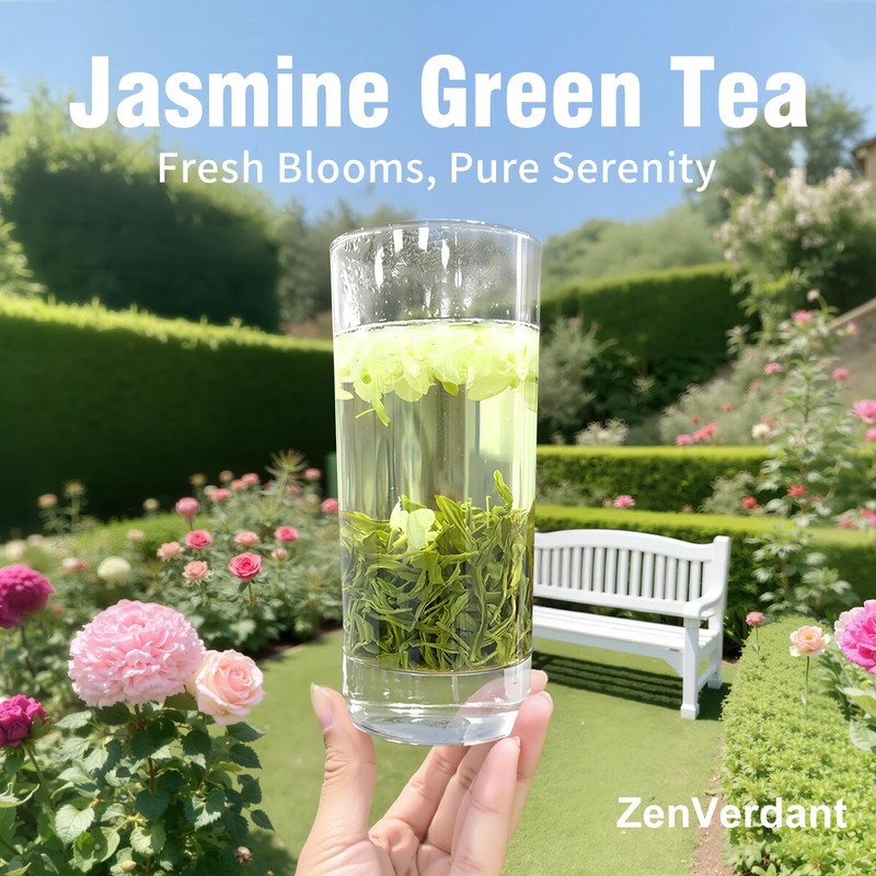 ZenVerdant Premium Jasmine Green Tea Loose Leaf, 12oz | 7x