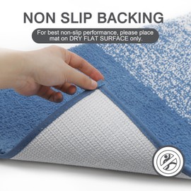 Enyhom Blue Bath Mats for Bathroom 45 x 65 cm Non Slip Absorbent Bathroom Rug Machine Washable Super Soft Luxury Bathroom Floor Mat