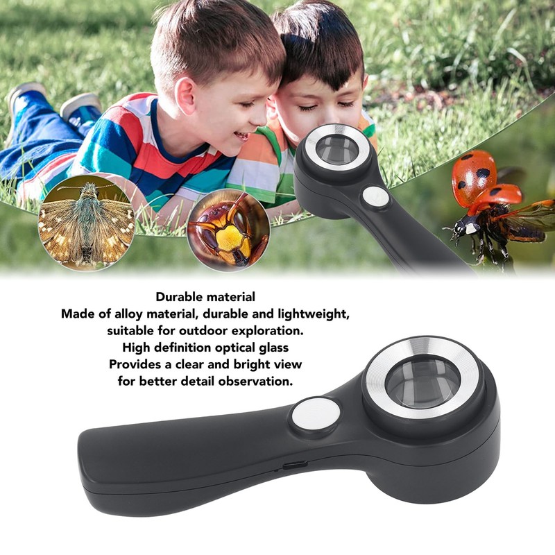 Magnifying Glass Handheld 60X Illuminated Magnifier USB Rechargeable LED Magnifying