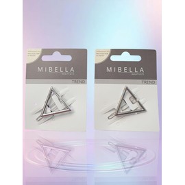 Mibella Trend Haarspangen Set, 2 Stück Dreieck-Clips, Silber Glänzend, Metallhaarschmuck, Triangel - 28605