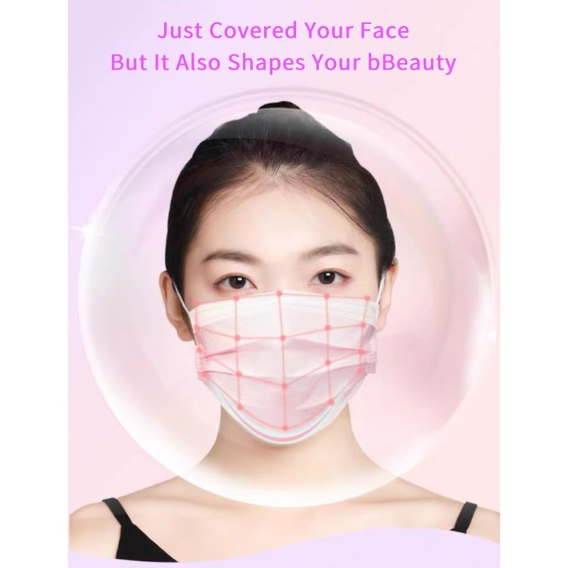 Generic 50 Pack Pink Disposable Face Mask for Adults, Solid