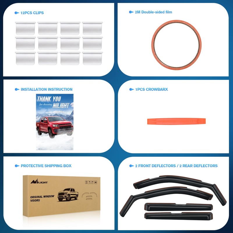 Nilight Durable in Channel Rain Guards for Chevy Suburban 2021
