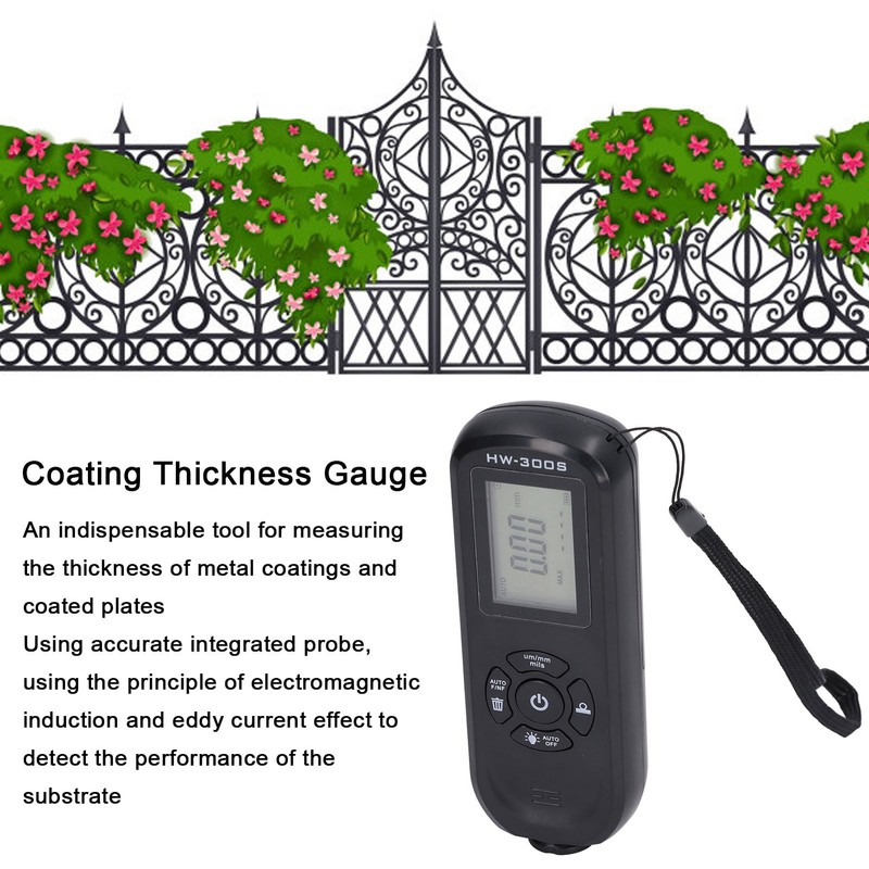 HW‑300S Coating Thickness Gauge Digital Backlight LCD Film Thickness Meter