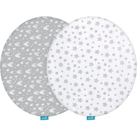 Biloban Bassinet Sheets Fit For Fisher-Price On-The-Go Baby Dome 100% Jersey Knit 2 Pack
